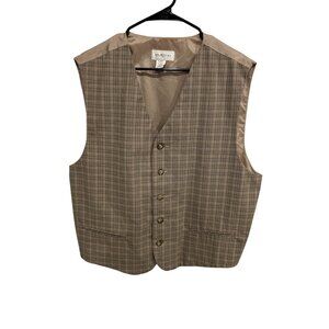 Murano Mens Adjustable Back Strap Plaid Button-Front Vest Size XL Preppy Classic